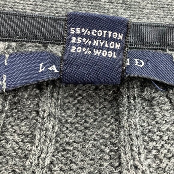 Lands' End XL Gray Cable Knit Cardigan Sweater Wool Bl Minimalist - Picture 4 of 11